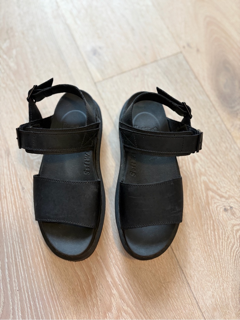 Dr. Martens Black Leather Adjustable Strap Sandals